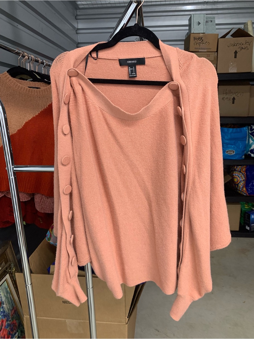 Forever 21 Peach Button-Front Knit Cardigan